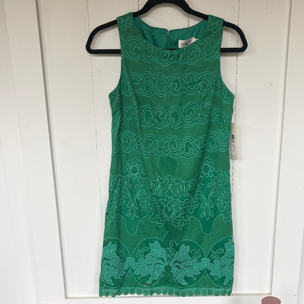 NWT Eliza J Green Embroidered Mini Dress